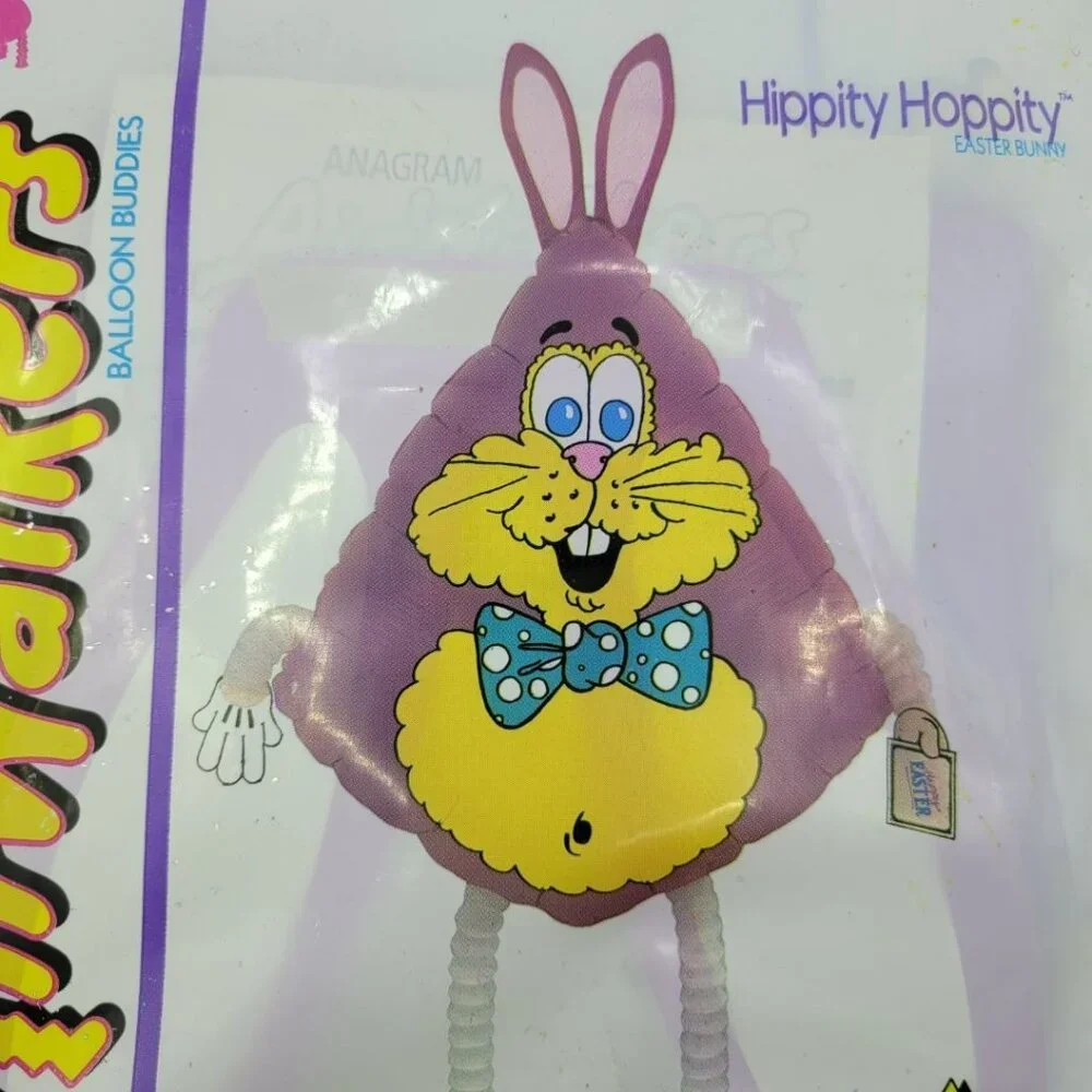 AirWalkers Balloon Buddies Easter Bunny Rabbit Hippity Hoppity Helium Vtg Purple